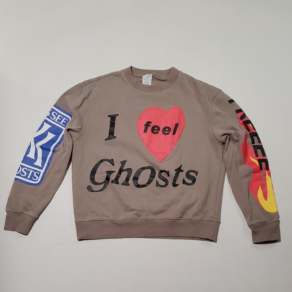 Kanye West Kid Cudi Mens Brown Graphic I Feel Ghosts Sweatshirt Medium 2018